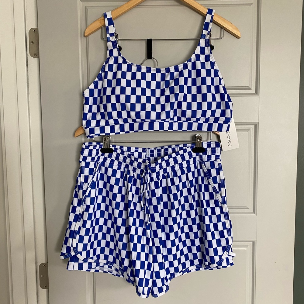Blue Checkered Swim Suit